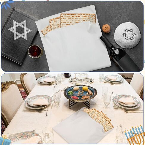 2 قطعة من أكياس عيد الفصح أفيكومان، حامل عيد الفصح الفضي سيدر أفيكومين الأنيق ماتزاه وأفيكومين أكياس غطاء أفيكومان باللغة العبرية والإنجليزية لهدايا ديكور حفلات عيد الفصح اليهودية in Kuwait