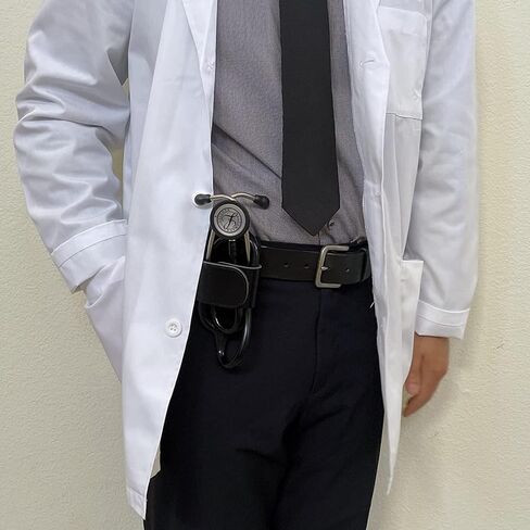 حامل سماعة الطبيب مصنوع من الجلد السميك مقاس 1/8 بوصة مع حلقة إغلاق بخطاف ومشبك حزام/ورك مبطن (كحلي) من أجل ليتمان - حافظة سماعة الطبيب العالمية من الجلد الطبيعي in Kuwait