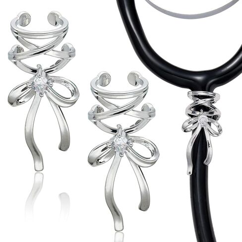 2 Pcs Brass Heart Stethoscope Charms for Nurses Personalized Cubic Zirconia Stethoscope Charm Love Heart Gifts for Nurse Graduates Doctor Surgeons and Medical Assistant(Gold) in Kuwait