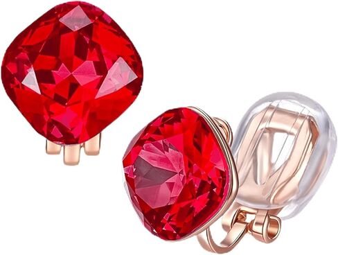 EVEVIC Austrian Crystal Square Cilp On Earrings for Women 14K Gold Plated Non Pierced for Sensitive Ears Jewelry Gifts for Anniversary in Saudi Arabia