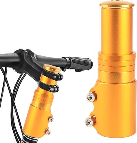 رافعة جذع الدراجة، موسع مقود الدراجة القابل للتعديل، 28.6 مم شوكة الدراجة من الألومنيوم، يزيد ارتفاع القضيب حتى 4.8 بوصة للدراجات الجبلية، دراجات الطرق، MTB، BMX، ركوب الدراجات (ذهبي) in Kuwait