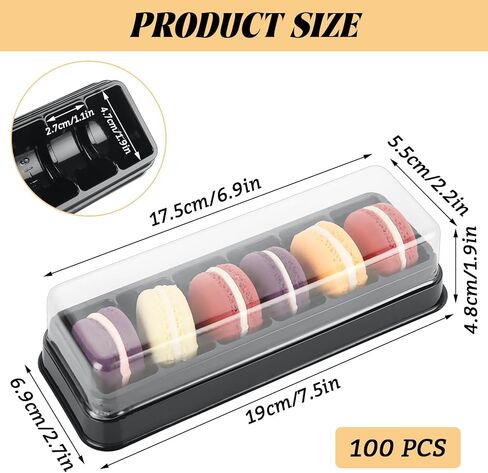 100 Pack Macaron Box with Clear Lids, Small Macaron Boxes with 6 Grid, Macaroon Containers Dessert Display Cases for Chocolate, Candy Party Favor Boxes in Saudi Arabia