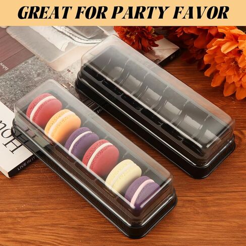 100 Pack Macaron Box with Clear Lids, Small Macaron Boxes with 6 Grid, Macaroon Containers Dessert Display Cases for Chocolate, Candy Party Favor Boxes in Saudi Arabia