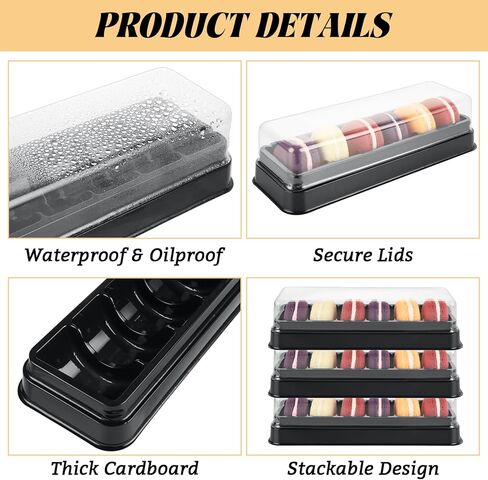 100 Pack Macaron Box with Clear Lids, Small Macaron Boxes with 6 Grid, Macaroon Containers Dessert Display Cases for Chocolate, Candy Party Favor Boxes in Saudi Arabia