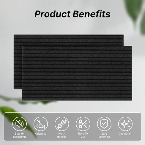 قطعتان من ألواح الجدران الصوتية السميكة مزدوجة الطبقة ذاتية اللصق، مقاس 47 بوصة × 23.6 بوصة × 0.72 بوصة، ألواح كبيرة عازلة للصوت عالية الكثافة للجدران، لوحة التقشير واللصق، ديكور داخلي للحائط، أسود in Kuwait