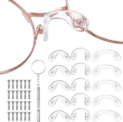 15 Pcs Eyeglasses Nose Pads, U Shaped Glasses Bridge Strap Pads Screw-in Soft Silicone Nose Pad for Glasses Sunglasses Eyewear 3 Sizes Includes Screws and Screwdriver in Saudi Arabia