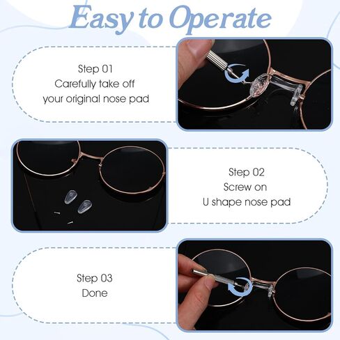 15 Pcs Eyeglasses Nose Pads, U Shaped Glasses Bridge Strap Pads Screw-in Soft Silicone Nose Pad for Glasses Sunglasses Eyewear 3 Sizes Includes Screws and Screwdriver in Saudi Arabia