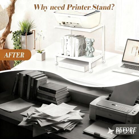 موقف الطابعة مع التخزين للمكتب ، 2 طبقة سطح المكتب منظم مكتب متعددة الأغراض ، طاولة طابعة خشبية كبيرة للمجلدات ، الكتب ، لآلة الفاكس ، الماسح الضوئي ، المكتب المنزلي ، الطابعة ثلاثية الأبعاد in Kuwait