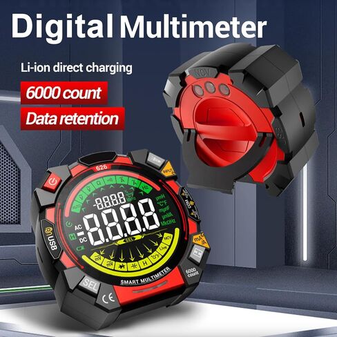 مقياس رقمي متعدد 6000 جهاز قياس الجهد الكهربي الحقيقي RMS مع إضاءة خلفية LCD ومصباح يدوي للكشف عن الأسلاك الحية للاختبار الكهربائي للسيارات in Saudi Arabia