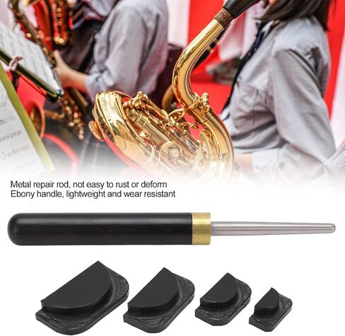 Saxophone Repair Tool Kit with 4 Tone Hole Pads Ebony Repair Stick and Dent Lapping Bar for Tenor Alto Soprano Saxophone in Saudi Arabia