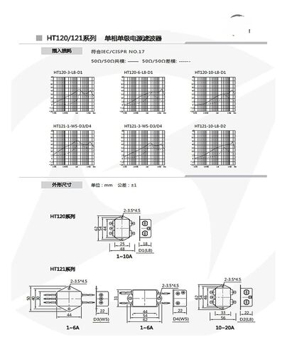 Single-Phase Power Filter HT121-3-W5-D3 3A 220V HT121-6-W5-D3 6A(HT121-6-W5-D3 6A) in Kuwait