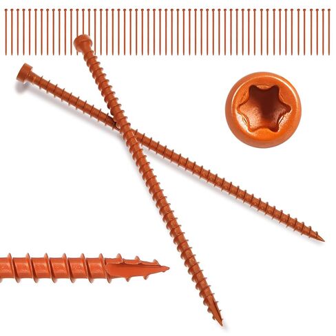 100Pcs Truss Screws, 6 Inch Structural Screws for Truss Rafter to Plate and Stud to Plate Connections, Clear Zinc with Orange Topcoat in Kuwait