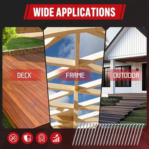 #10x2-1/2 بوصة 304 براغي سطح من الفولاذ المقاوم للصدأ 500 قطعة - مثبتات خشبية خارجية مقاومة للتآكل للأسوار والأسطح والمشروع الخشبي - لقمة محرك T25 Star in Kuwait