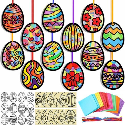 Amsoingspark 36 Set 4th of July Suncatcher Paper Crafts Kit Diy Diy Day Independence Effect Effect Paper Paper Hanging Suncatchers Decor in Kuwait