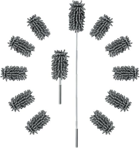 ZZ LAZYCOTTAGE 12 Pack Microfiber Dusters for Cleaning, High Duster with Extension Pole, Long Handled Feather Dusters, Household Cleaning Supplies for Ceiling, Car, Furniture, Fan, Sofas(Blue) in Saudi Arabia