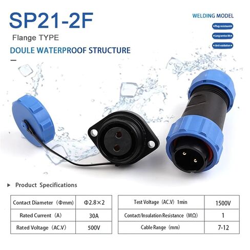 Welding Flange Type IP68 Waterproof Connector 2/3/4/5/6/7/9/10/12 Pin Male Female Socket Electrical Wire Connectors(SP21-2F) in Saudi Arabia