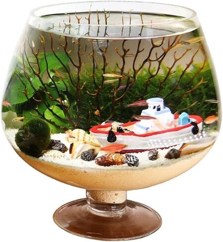 Fish Tank Fish Tank Goblet Shaped Fish Tank Aquarium Desktop Ecological Bottle Small Fish Tank Aquarium Clear Glass Water for Pets Aquarium(Medium) in Saudi Arabia