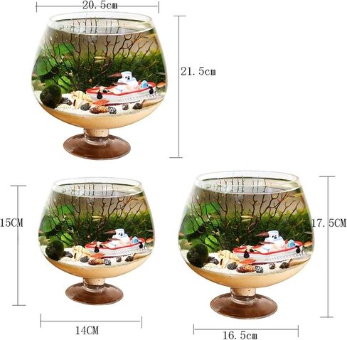 Fish Tank Fish Tank Goblet Shaped Fish Tank Aquarium Desktop Ecological Bottle Small Fish Tank Aquarium Clear Glass Water for Pets Aquarium(Medium) in Saudi Arabia