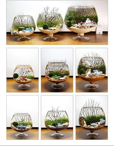 Fish Tank Fish Tank Goblet Shaped Fish Tank Aquarium Desktop Ecological Bottle Small Fish Tank Aquarium Clear Glass Water for Pets Aquarium(Medium) in Saudi Arabia