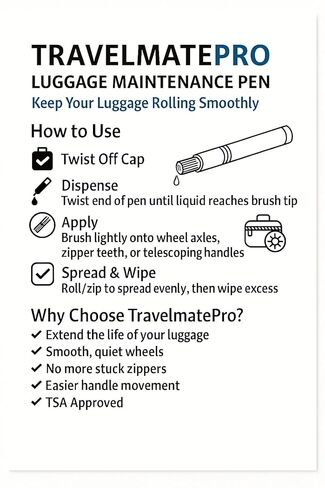 Luggage Wheel Lubricant Pen – Fix Stuck Suitcase Wheels Instantly – Smooth Rolling Travel – TSA Approved – TravelmatePro in Saudi Arabia