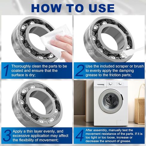 100g Washing Machine Damping Grease, Reduce Vibration and Noise Compatible with Most Washing Machines for Most Washing Machines Telescopes Cameras Mechanical Gears and Home Appliances in Kuwait