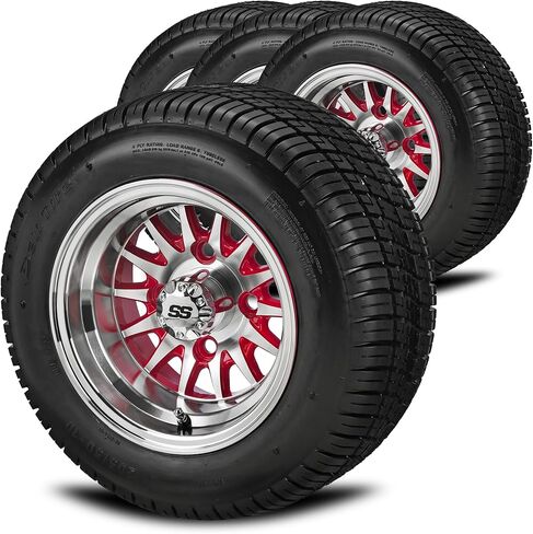 RM CART 14-Spoke Black/Machined على 205/50-10 Deli Low Profile Tyr in Kuwait