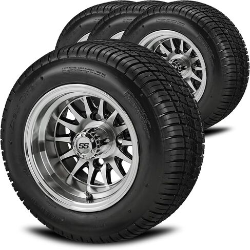 RM CART 14-Spoke Black/Machined على 205/50-10 Deli Low Profile Tyr in Kuwait