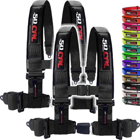 Silver 4 Point Harnesses (2) for Bucket Seat, Push Button Release, 10 Colors to Choose From, Racing Harness, Race Car, Off Road Vehicle, UTV, RZR [6043(x2)] in Kuwait