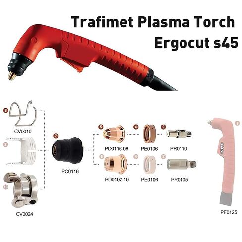 PD0116-08 Plasma Torch Cutting Nozzles Electrode Tips 20PCS for PT60 IPT-60 PTM-60 PT40 IPT40 Copper in Saudi Arabia