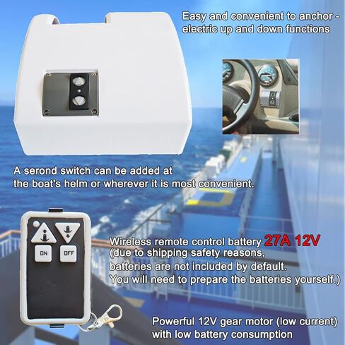 INTBUYING 12V Electric Winch Yacht Ship Accessories Saltwater Anchor with Wireless Remote Control for Fishing Boat Pontoon Boat 200in of Pre-Wound Anchor Rope in Saudi Arabia