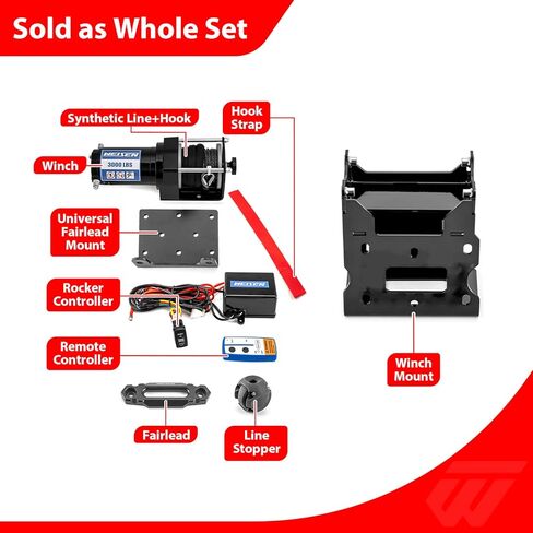 WeiSen 3000lb Electric Winch Kit w/Winch Mount and Rocker Switch Fit Polaris Sportsman 400 450 500 550 570 800 850 Scrambler XP 850 1000 2011-2025, with Synthetic Line Fairlead Hook and Stopper in Saudi Arabia