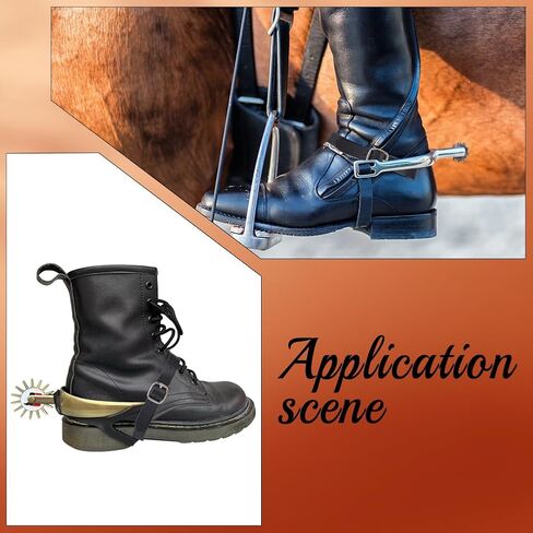 2PCS 16 Inch Black Genuine Leather Equestrian English Spur Straps Adjustable Stability Cowhide Leather Straight Stirrup Hobble Straps for Saddles Horse Riding Gear in Saudi Arabia