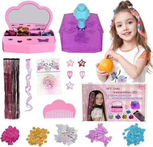 Hair Gem Stamper Kit for Girls ، بالإضافة إلى Gems Hair Gems للفتيات مع 600 تصحيح بريق الشعر ، لا توجد مصففات مصففات مصففات فنية ، أدوات الشعر ذات الشعر القابل لإعادة الاستخدام. in Saudi Arabia