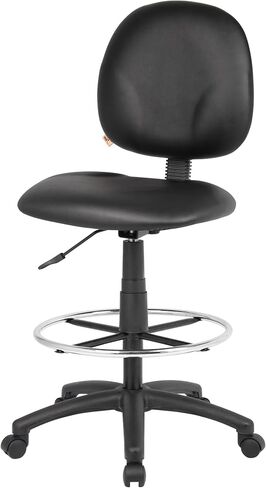 مقعد صياغة قابل للتعديل من Scranton & Co، ارتفاع المقعد 26.5 بوصة - 31.5 بوصة، قماش، لمسة نهائية سوداء، ظهر محيطي، وسادة كبيرة جدًا، تعديل الارتفاع الهوائي، كرسي مكتب مريح للاستخدام في مساحة العمل in Kuwait