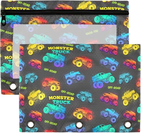 Capybara Binder Pouches 3 Ring for Boys Girls School Office College Supplies Cute Strawberry Flowers Doodle Pattern Pencil Pouches Case Bag with Clear Window and Zipper 2 Pack in Kuwait