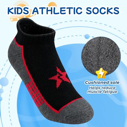 Comfoex 10 Pairs Boys Socks Ankle Athletic Socks With Cushioned Sole For Big Little Kids 4-7 7-10 Years Old in Saudi Arabia