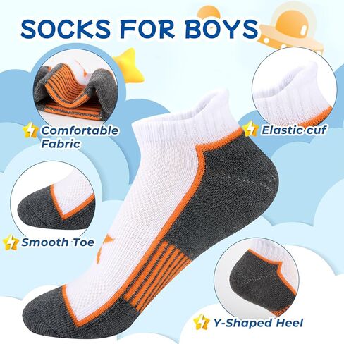 Comfoex 10 Pairs Boys Socks Ankle Athletic Socks With Cushioned Sole For Big Little Kids 4-7 7-10 Years Old in Saudi Arabia