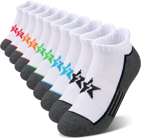 Comfoex 10 أزواج جوارب للأولاد من الجوارب الرياضية للكاحل مع نعل مبطن للأطفال الصغار من عمر 4 إلى 7 سنوات من عمر 7 إلى 10 سنوات in Kuwait