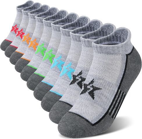 Comfoex 10 Pairs Boys Socks Ankle Athletic Socks With Cushioned Sole For Big Little Kids 4-7 7-10 Years Old in Saudi Arabia