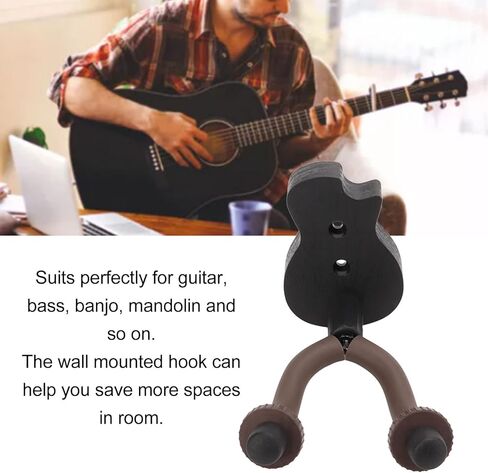 Guitar Wall Mount Holder Rack with Black ABS Iron Rubber MaterialOptimized for Acoustic and Electric InstrumentsUniversal Design Supports Bass Guitar, Violin, Mandolin, Banjo, and in Saudi Arabia