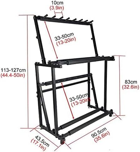 رف تخزين معدني مزدوج الطبقات مع ارتفاع قابل للتعديل، مناسب لتخزين المعدات الرياضية والآلات الموسيقية. in Kuwait