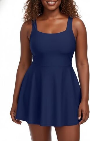 Ocean Blues Women's Tummy Control Swim Dress Full Coverage Modest Skirted Bathing Suit with Shorts in Saudi Arabia