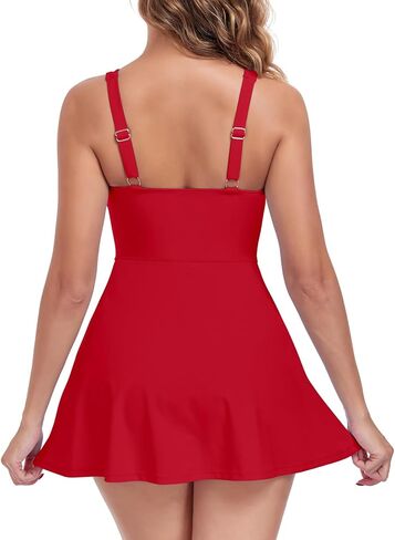Ocean Blues Women's Tummy Control Swim Dress Full Coverage Modest Skirted Bathing Suit with Shorts in Saudi Arabia