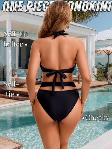 Kaei&Shi Sexy One Piece Swimsuit,Cut Out Cheeky Bathing Suits for Women,Monokini Swimsuits Festival Beach Vacation in Saudi Arabia