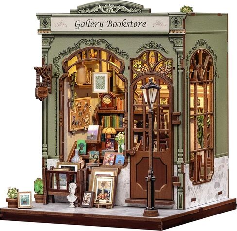 Fsolis Book Nook Kit - DIY Scene Miniature Dollhouse Kit for Adults, Shelf 3D Puzzles 285 pcs, Tiny House Mini Music Shop Model Booknook Craft Bookshelf Decor Gifts for Women (Bach Strings) in Kuwait