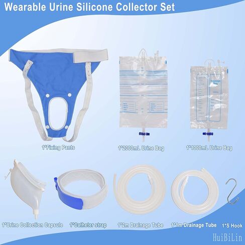 Condom Catheters for Men Overnight External Catheter for Men Upgrade Reusable Portable Wearable Silicone Urinals with 2 Urine Collection Bags (Elderly-Blue) in Saudi Arabia