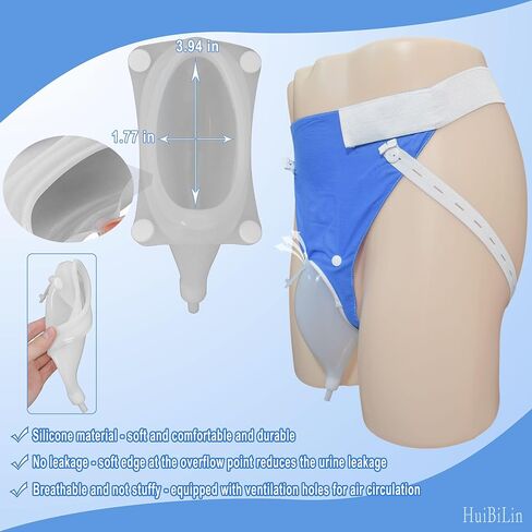 Condom Catheters for Men Overnight External Catheter for Men Upgrade Reusable Portable Wearable Silicone Urinals with 2 Urine Collection Bags (Elderly-Blue) in Saudi Arabia