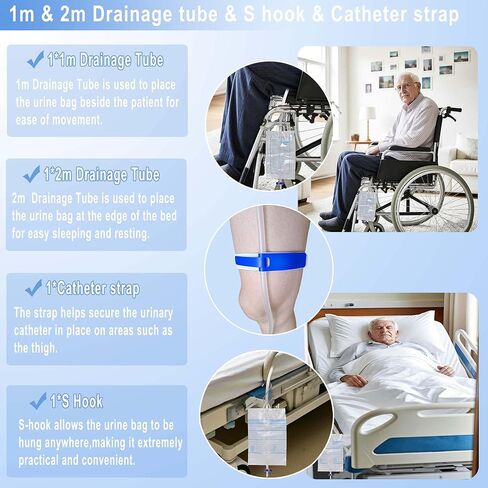 Condom Catheters for Men Overnight External Catheter for Men Upgrade Reusable Portable Wearable Silicone Urinals with 2 Urine Collection Bags (Elderly-Blue) in Saudi Arabia