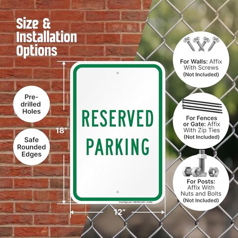 SmartSign Reserved Parking Sign - 2 Pack, 18 x 12 inch, 2mm Thick Aluminum Composite, Pre-Drilled Holes, Green and White, Made in USA in Saudi Arabia