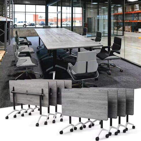 طاولة غرفة المؤتمرات ، طاولات مؤتمرات المكاتب الحديثة ، طاولة متنقلة قابلة للطي كبيرة على عجلات للشركات ، وتوفير مساحة ندوة (55.1 بوصة) in Kuwait